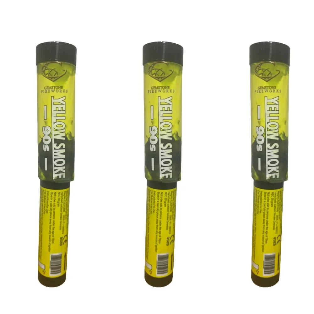 3 x YELLOW SMOKE FLARE LARGE 90S