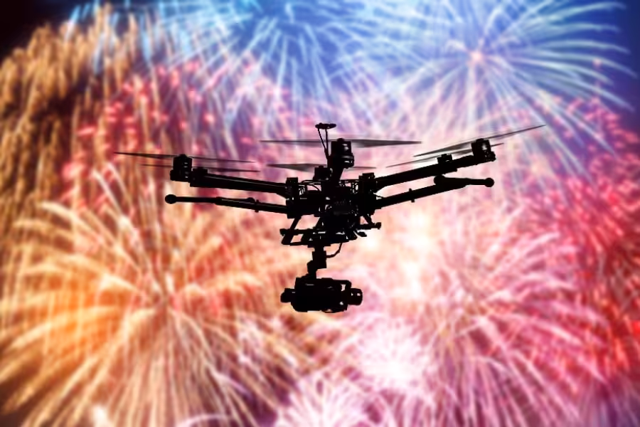 fireworks and drones