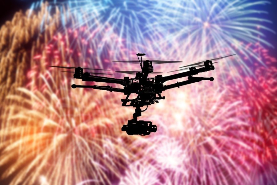 fireworks and drones