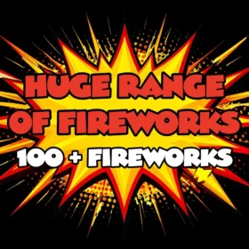Vibrant fireworks promotion graphic
