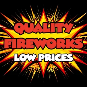 Bold text promoting affordable fireworks