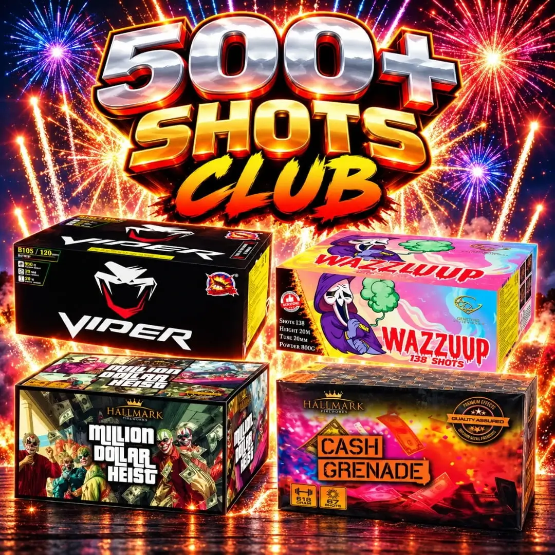 500+ club shots fireworks package